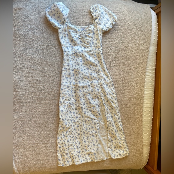 & Other Stories Puff Sleeve Linen Midi Dress – Size 4 - Picture 6 of 14